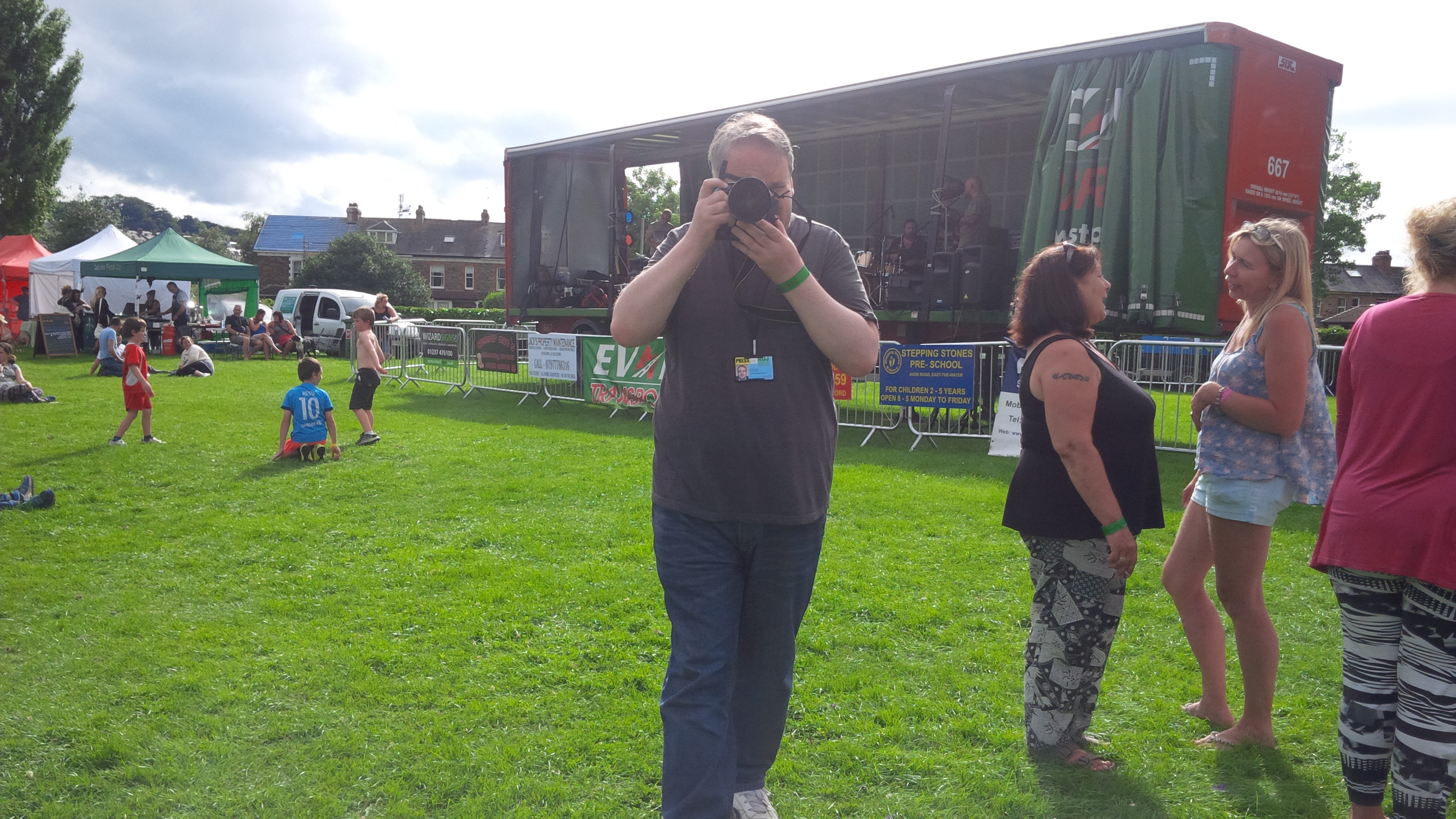 Michael Collins Taking Photos at the Bideford Music Day